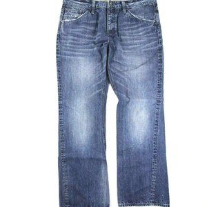 Vigoss Mens Bootcut Jeans Blue Light Denim Embellished Button Fly Size 38x32